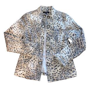 Mahtani Y2K Size Small Grommet Open Front Embroidered Jacket
